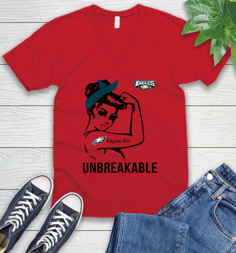 NFL Philadelphia Eagles Girl Unbreakable Football Sports V-Neck T-Shirt 4