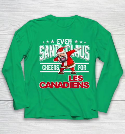 Montreal Canadiens Even Santa Claus Cheers For Christmas NHL Youth Long Sleeve 4
