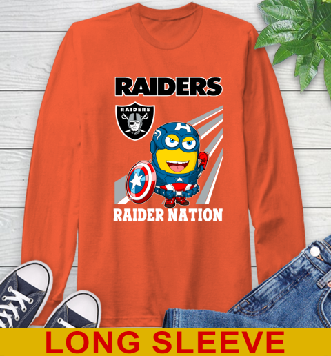 NFL Football Oakland Raiders Captain America Marvel Avengers Minion Shirt Long Sleeve T-Shirt 4
