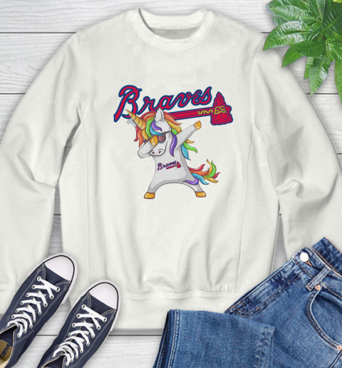 Atlanta Braves MLB Baseball Funny Unicorn Dabbing Sports Sweatshirt