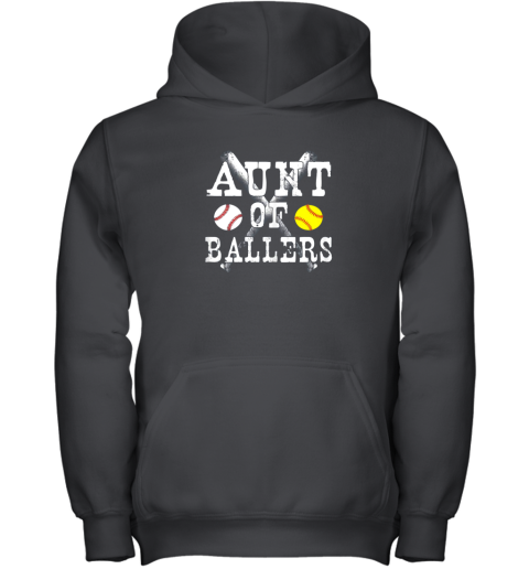 Vintage Aunt of Ballers Shirt Funny Baseball Softball Love Youth Hoodie