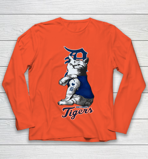 MLB Baseball My Cat Loves Detroit Tigers Youth Long Sleeve 3