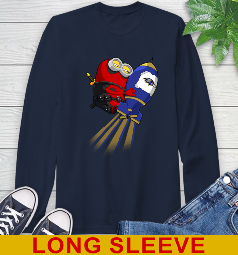 NFL Football Baltimore Ravens Deadpool Minion Marvel Shirt Long Sleeve T-Shirt 3