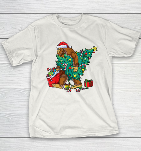 Bigfoot Christmas Tree Lights Xmas Boys Men Sasquatch Lovers Youth T-Shirt