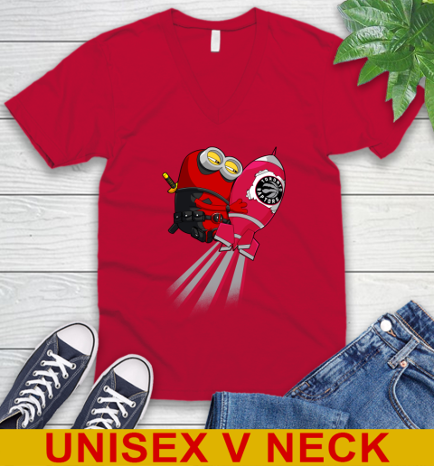 NBA Basketball Toronto Raptors Deadpool Minion Marvel Shirt V-Neck T-Shirt 6