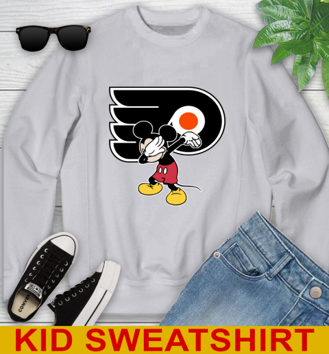 Philadelphia Flyers NHL Hockey Dabbing Mickey Disney Sports Youth Sweatshirt 4