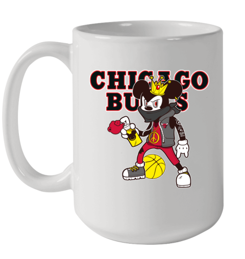 Chicago Bulls NBA Basketball Mickey Peace Sign Sports Ceramic Mug 15oz