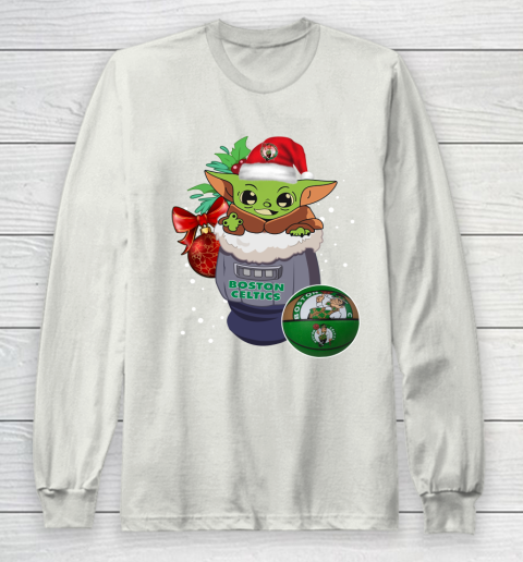 Boston Celtics Christmas Baby Yoda Star Wars Funny Happy NBA Long Sleeve T-Shirt 12