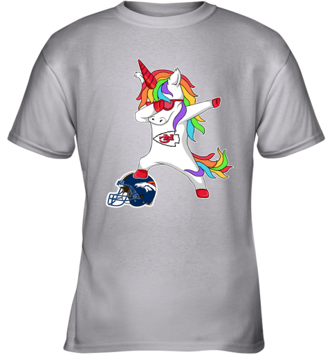 Football Dabbing Unicorn Steps On Helmet Kansas City Chiefs Youth T-Shirt
