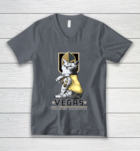 NHL My Cat Loves Vegas Golden Knights Hockey V-Neck T-Shirt 4