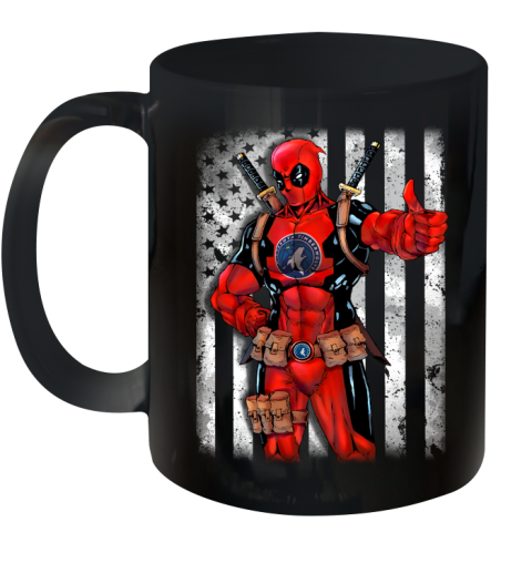 NBA Basketball Minnesota Timberwolves Deadpool American Flag Shirt Ceramic Mug 11oz