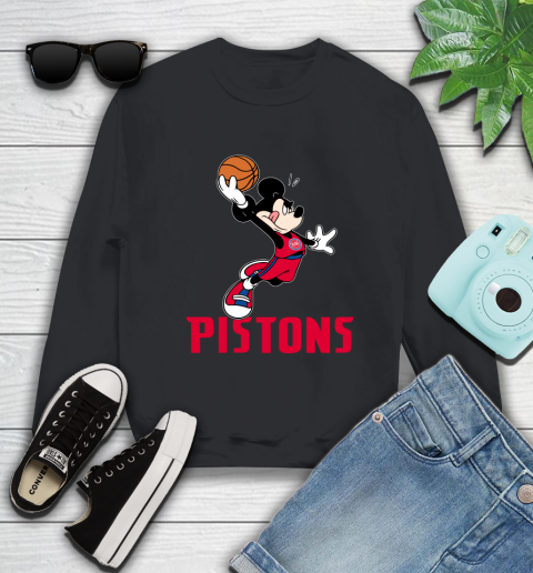 NBA Basketball Detroit Pistons Cheerful Mickey Mouse Shirt Sweatshirt