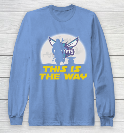 Charlotte Hornets NBA Basketball Star Wars Yoda And Mandalorian This Is The Way Long Sleeve T-Shirt 8