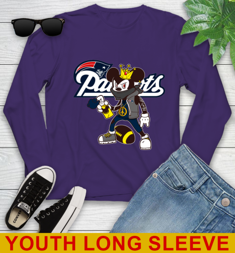 New England Patriots NFL Football Mickey Peace Sign Sports Youth Long Sleeve 5