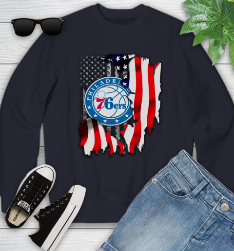 Philadelphia 76ers NBA Basketball American Flag Youth Sweatshirt 2