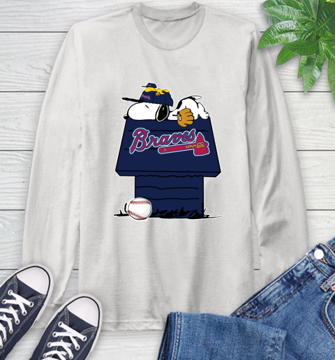 MLB Atlanta Braves Snoopy Woodstock The Peanuts Movie Baseball T Shirt Long Sleeve T-Shirt