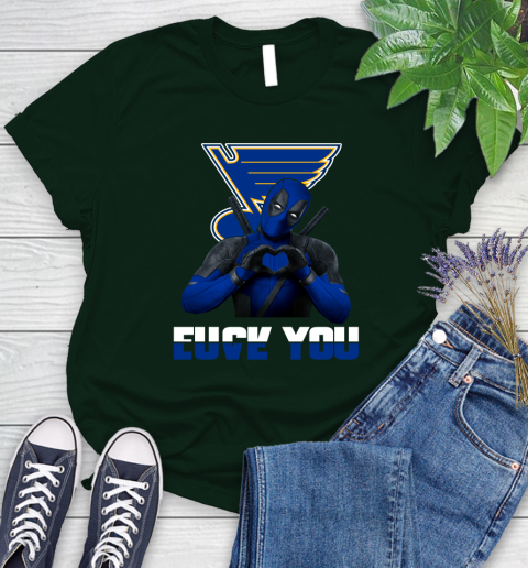 NHL St.Louis Blues Deadpool Love You Fuck You Hockey Sports Women's T-Shirt 6