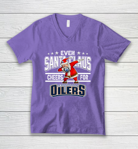 Edmonton Oilers Even Santa Claus Cheers For Christmas NHL V-Neck T-Shirt 8