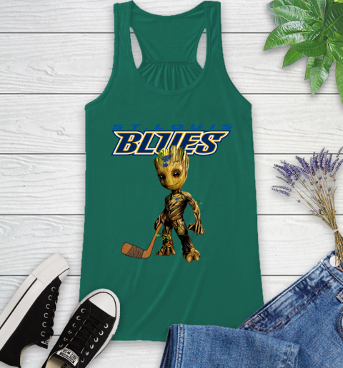 St.Louis Blues NHL Hockey Groot Marvel Guardians Of The Galaxy Racerback Tank 7