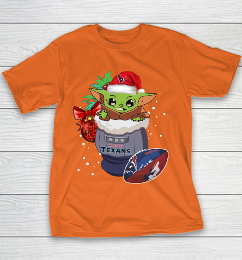 Houston Texans Christmas Baby Yoda Star Wars Funny Happy NFL Youth T-Shirt 6