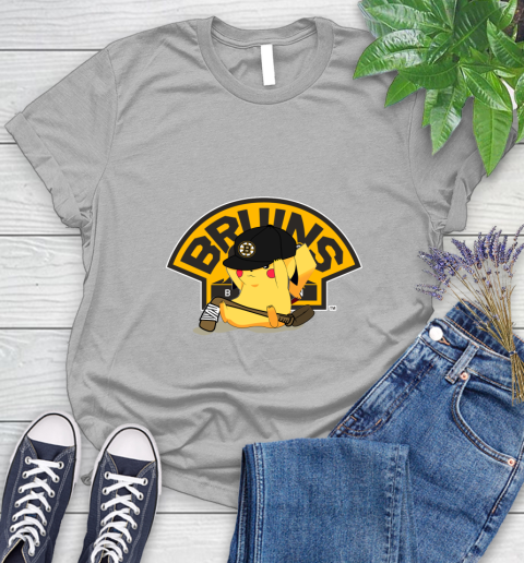 NHL Pikachu Hockey Sports Boston Bruins Women's T-Shirt 5