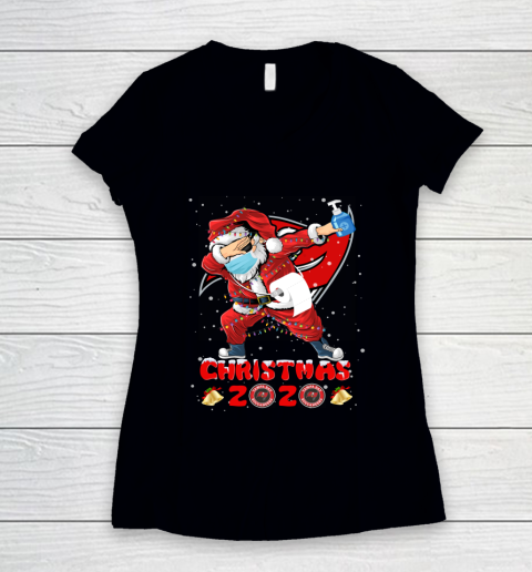 Tampa Bay Buccaneers Funny Santa Claus Dabbing Christmas 2020 NFL Women's V-Neck T-Shirt