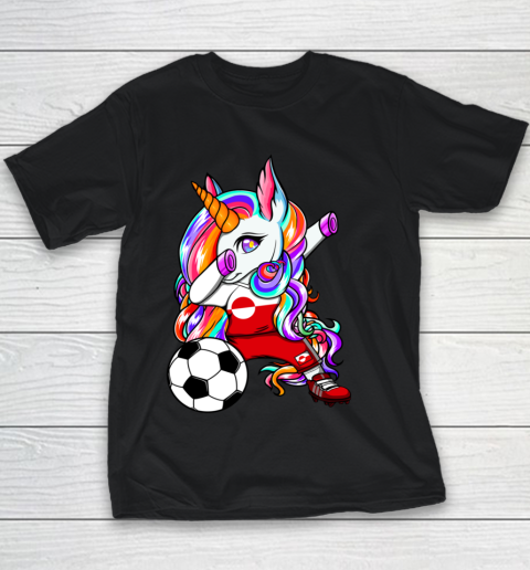 Dabbing Unicorn Greenland Soccer Fans Jersey Flag Football Youth T-Shirt