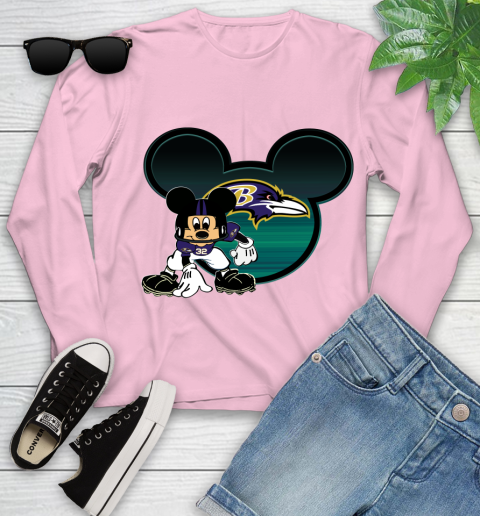 NFL Baltimore Ravens Mickey Mouse Disney Football T Shirt Youth Long Sleeve 10