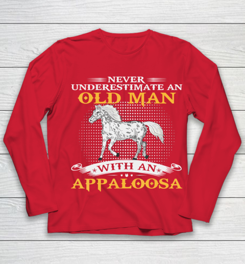 Father gift shirt Mens Never Underestimate An Old Man With An Appaloosa Horse Funny T Shirt Youth Long Sleeve 8