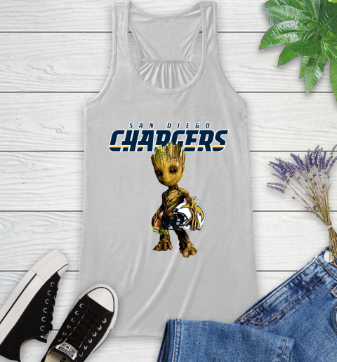 Los Angeles Chargers NFL Football Groot Marvel Guardians Of The Galaxy Racerback Tank