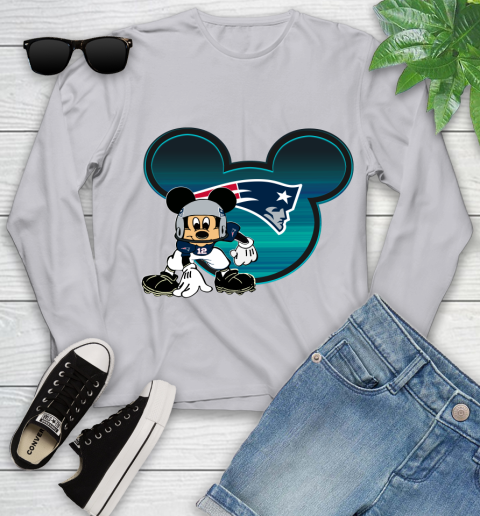 NFL New England Patriots Mickey Mouse Disney Football T Shirt Youth Long Sleeve 5