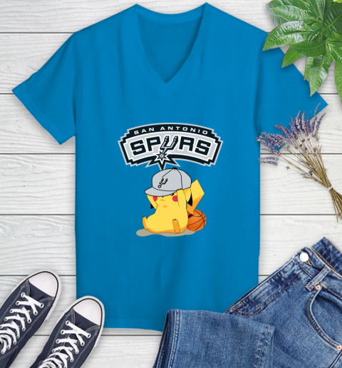NBA Pikachu Basketball Sports San Antonio Spurs Women's V-Neck T-Shirt 7