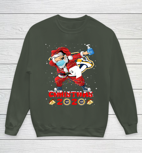 Nashville Predators Funny Santa Claus Dabbing Christmas 2020 NHL Youth Sweatshirt 8
