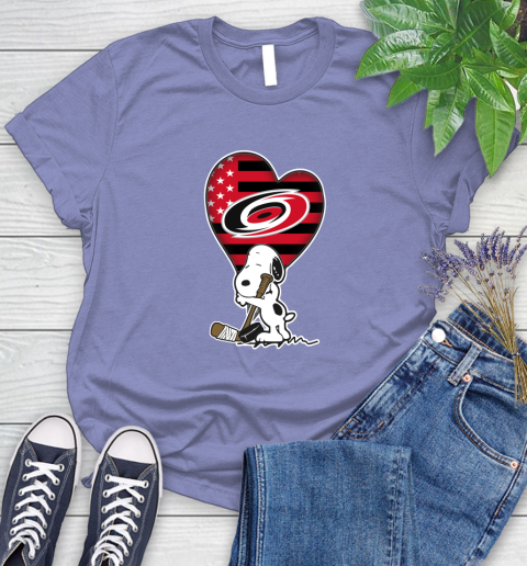 Carolina Hurricanes NHL Hockey The Peanuts Movie Adorable Snoopy Women's T-Shirt 11