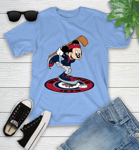 NHL Hockey Winnipeg Jets Cheerful Mickey Disney Shirt Youth T-Shirt 11