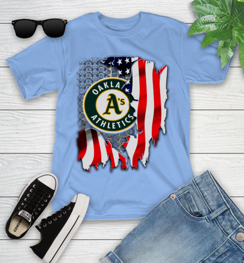 Oakland Athletics MLB Baseball American Flag Youth T-Shirt 15