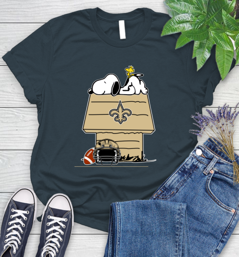 New Orleans Saints NFL Football Snoopy Woodstock The Peanuts Movie Women's T-Shirt 8