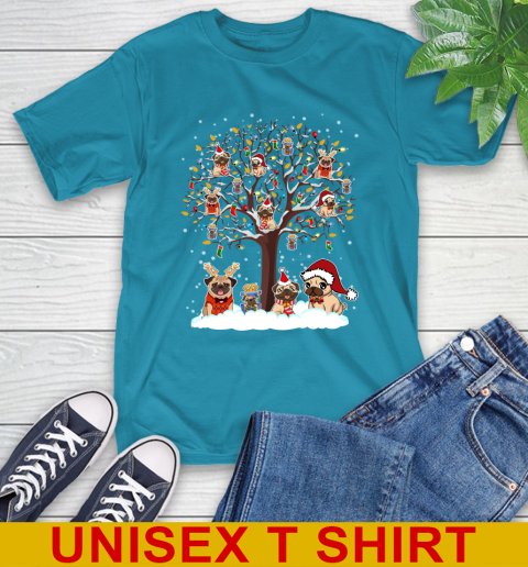 Pug dog pet lover light christmas tree shirt 150