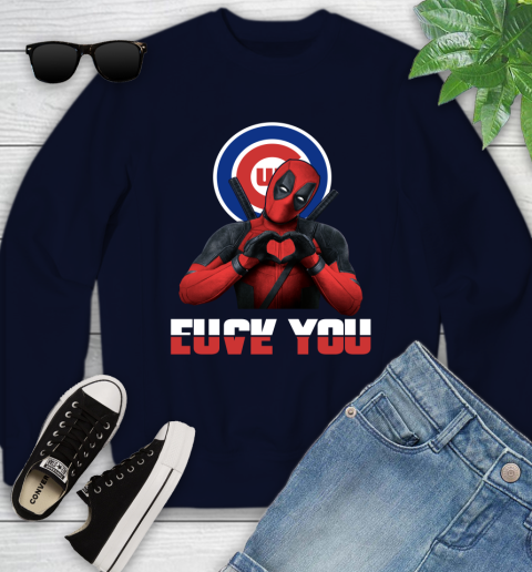 MLB Chicago Cubs Deadpool Love You Fuck You Baseball Sports Youth Sweatshirt 2