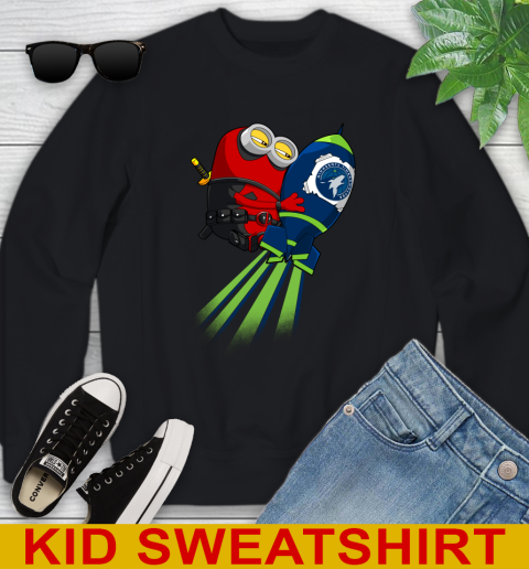 NBA Basketball Minnesota Timberwolves Deadpool Minion Marvel Shirt Youth Sweatshirt