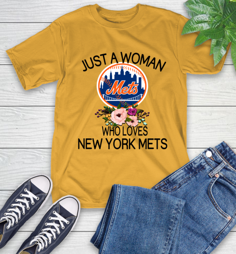 MLB Just A Woman Who Loves New York Mets Baseball Sports T-Shirt 2
