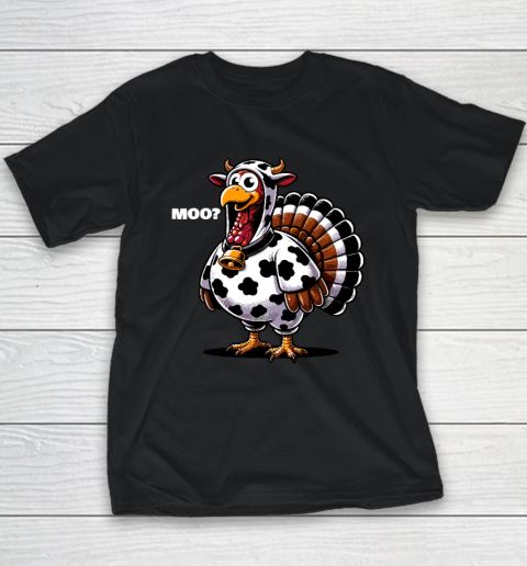 Turkey Cow Moo Funny Thanksgiving Youth T-Shirt
