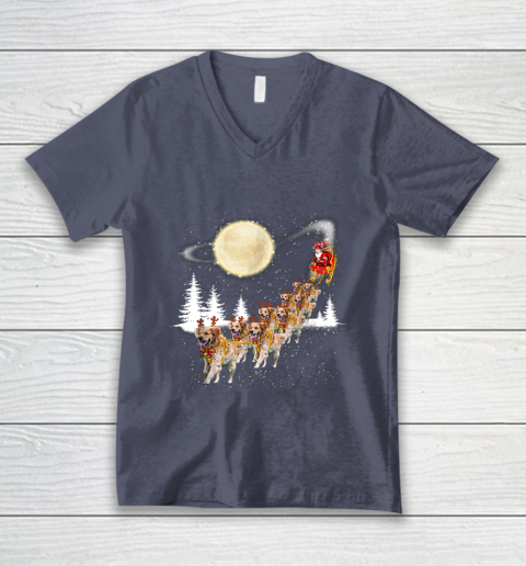 Golden Retriever Reindeer Christmas V-Neck T-Shirt 7
