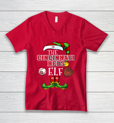 Cincinnati Reds Christmas ELF Funny MLB V-Neck T-Shirt 6