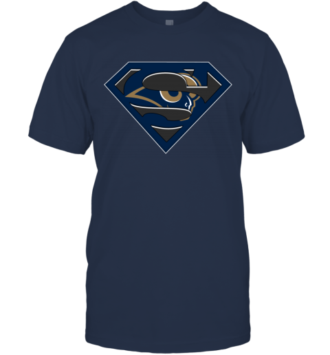 NFL Los Angeles Rams LOGO Superman lmuu nfl los angeles ramslogo superman classic t shirt 2 front navy