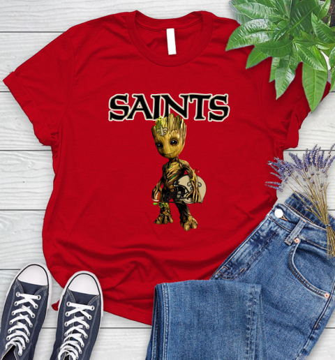 New Orleans Saints NFL Football Groot Marvel Guardians Of The Galaxy Women's T-Shirt 9
