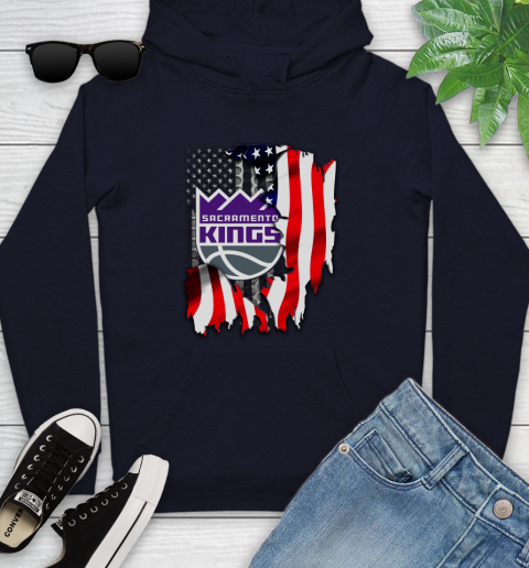 Sacramento Kings NBA Basketball American Flag Youth Hoodie 3