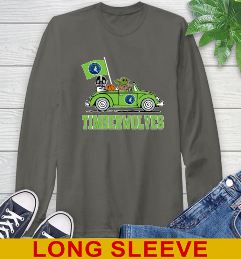 NBA Basketball Minnesota Timberwolves Darth Vader Baby Yoda Driving Star Wars Shirt Long Sleeve T-Shirt 8