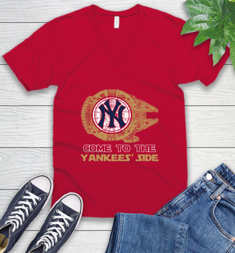 MLB Come To The New York Yankees Sox Side Star Wars Baseball Sports V-Neck T-Shirt 6