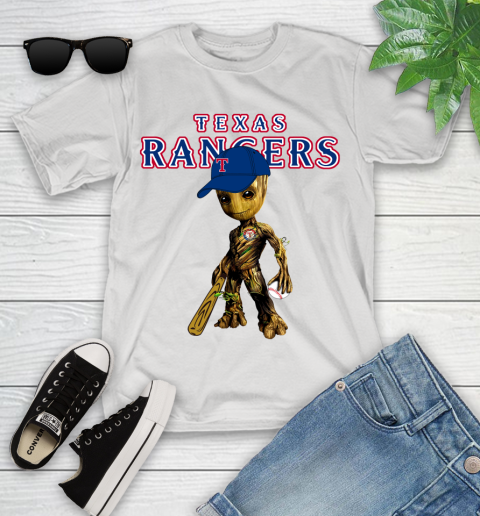 MLB Texas Rangers Groot Guardians Of The Galaxy Baseball Youth T-Shirt